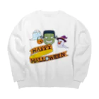 雪丸工房のフランケンシュタインとゴーストの『ハッピーハロウィン！！』 Big Crew Neck Sweatshirt