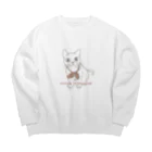 amemugi（あめむぎ）の（茶色）ねこちゃん Big Crew Neck Sweatshirt