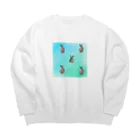 ふてくされうさぎ善のうさぎの善 Big Crew Neck Sweatshirt