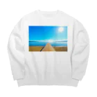 ねこまくらの佐渡島・佐和田海岸の桟橋 Big Crew Neck Sweatshirt