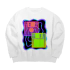 オカユのレトロポップなフロッピーディスク Big Crew Neck Sweatshirt