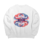 774／nanashiの酒の守護龍　赤青 Big Crew Neck Sweatshirt