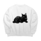 tomidoronの黒ネッコ Big Crew Neck Sweatshirt