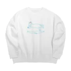 白猫こっちゃんのお店ののびのび白ねこ(スカイブルー) Big Crew Neck Sweatshirt