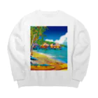 GALLERY misutawoのボラボラ島の水上バンガロー Big Crew Neck Sweatshirt