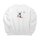 tsubasamoonの天使のひよこちゃんと黒猫ムーン(music) Big Crew Neck Sweatshirt