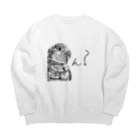 癒しのシロハラインコ 鳥まみれのN? モノトーンver シロハラインコ Big Crew Neck Sweatshirt