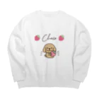 Chaco38のたれ耳のお友達・いちご（色変更・可能） Big Crew Neck Sweatshirt