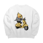 Cody the LovebirdのChubby Bird バイクに乗ったオカメインコ Big Crew Neck Sweatshirt