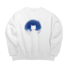 サワネチヒロのショップの夜のネオンと猫 Big Crew Neck Sweatshirt