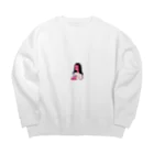 Katcatloverの花を持った少女 Big Crew Neck Sweatshirt