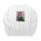 綺麗なお姉さんイラストショップのカラーバージョン　ツインてる美ちゃん Big Crew Neck Sweatshirt