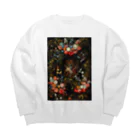 chiru_chanの花と宗教画 Big Crew Neck Sweatshirt