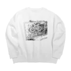 わらしゃんどのPARKING（モノクロver.） Big Crew Neck Sweatshirt