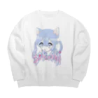 週末またねのにゃんこ少女 Big Crew Neck Sweatshirt