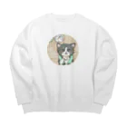 ミャムミャムマナコのうっとりサウナにゃんこ Big Crew Neck Sweatshirt