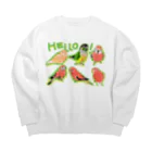 アキクサインコとウロコインコのHELLO! Big Crew Neck Sweatshirt