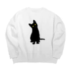 小鳥と映画館の小首をかしげるあざとい黒猫ちゃん Big Crew Neck Sweatshirt