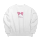 savannahのRibbon-Pink Big Crew Neck Sweatshirt