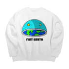 AVANT-GARDE　RESEARCH　REPORT　-アヴァンギャルド・リサーチ・リポート-のフラットアース　（FLAT　EARTH）白色背景 Big Crew Neck Sweatshirt