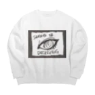 LUNARHOLIC STOREの偽諺～参～「百聞は一見に如く」(黒縁) Big Crew Neck Sweatshirt