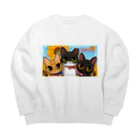 あしたのひまわりの我が家のにゃんこたち Big Crew Neck Sweatshirt