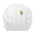 うちのペットが1番！のまめた🐕 Big Crew Neck Sweatshirt