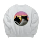 諭苑のSUZURI店のあしたはしあわせリアルなりちか正円 Big Crew Neck Sweatshirt