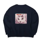 harupink🌸ペット似顔絵illustの幸福を願うにゃんこ Big Crew Neck Sweatshirt