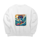 ふぇにゃんくすの猫サーファーたま Big Crew Neck Sweatshirt