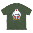 もしもしこちら文鳥のすもう文鳥よこづな　青ライン ビッグシルエットTシャツ