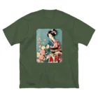 MistyStarkの着物女性の切り絵アート　―　Kimono woman paper-cutting art　ー Big T-Shirt