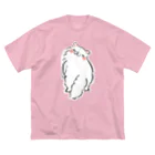 ふんわり本舗のしろねこ（みかえり） ビッグシルエットTシャツ