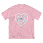 Futakawa Mayuのグッズショップの犬ラブ　グリーン　白フリル ビッグシルエットTシャツ