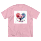 Chika-Tataのサクラとハート ビッグシルエットTシャツ