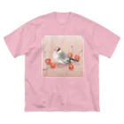 TeaDrop.Cの桜文鳥とさくらんぼ ビッグシルエットTシャツ