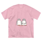 ヤママユ(ヤママユ・ペンギイナ)のふたごのジェンツーペンギン(ロゴあり) ビッグシルエットTシャツ