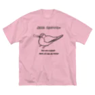 Lily bird（リリーバード）の羽根くわえ文鳥 線画 ビッグシルエットTシャツ