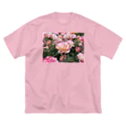 紫ノエルのピンクの薔薇② ビッグシルエットTシャツ