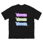 Palmosh™ by もしゅぱるのもしゅぱるはいつもそばにいるよBIGT / ブラック ビッグシルエットTシャツ