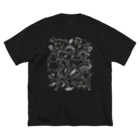 あおとあかの一筆恐竜A(WhiteLine) ビッグシルエットTシャツ