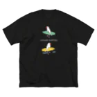 もしもしこちら文鳥の水浴びサーフィン ビッグシルエットTシャツ