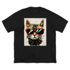 Cyber Chickenのサングラスをかけた猫_01 ビッグシルエットTシャツ
