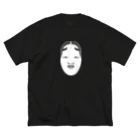 QUQU_WORKSの能面 ホワイト ビッグシルエットTシャツ