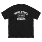 sports_tower スポーツタワーの4×100mリレー・リレー競走・白・陸上競技・400メートルリレー走・デザイン・Tシャツ・陸上部・男子・女子・ジュニア・入賞・有力・確実・候補・有望・応援・精神力・集中力・日本人・陸上魂 ビッグシルエットTシャツ