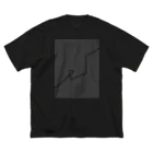 rilybiiのCharcoalGray BlackLineArt ビッグシルエットTシャツ