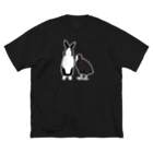 黒白部のダッチうさぎ(立)とオオバン ビッグシルエットTシャツ