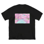 食虫植物ネペ吉のお店の桜の風景 Nepenthes.jp ビッグシルエットTシャツ