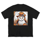 F2 Cat Design Shopのpumpkin cat 001 ビッグシルエットTシャツ