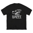 nidan-illustrationのhappy dog (white ink) ビッグシルエットTシャツ